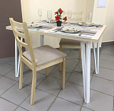 Виджи 110х70х75 Стол кухонный металл белый, лдсп кремоно шампань от интернет магазина Новый Стиль Киров