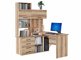 КСТ-14.1 Левый Стол компьютерный с полками и ящиками 135х124х183 лдсп дуб делано от интернет магазина Новый Стиль Киров