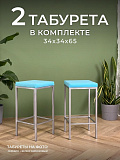 Традат-65-2 серебро vel-44 Комплект полубарных табуретов 2 шт металл серебро, велюр бирюзовый от интернет магазина Новый Стиль Киров